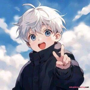 hình ảnh anime nam tóc trắng cute